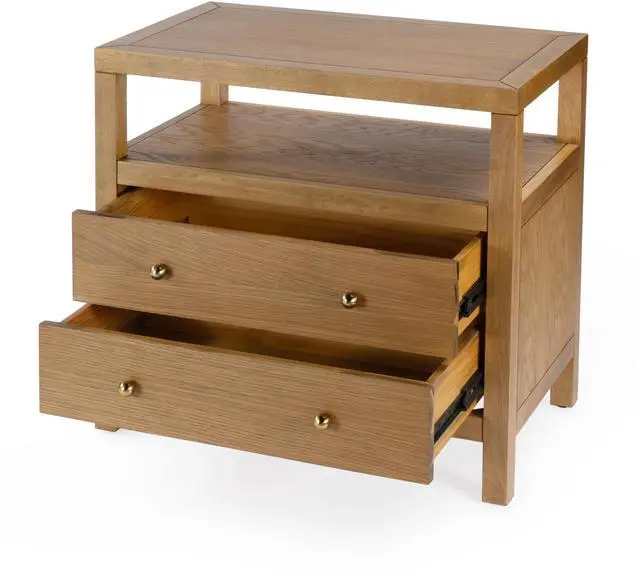 Alt view image 3 of 7 - Nora 2-Drawer Wide Nightstand in Brown 5732452