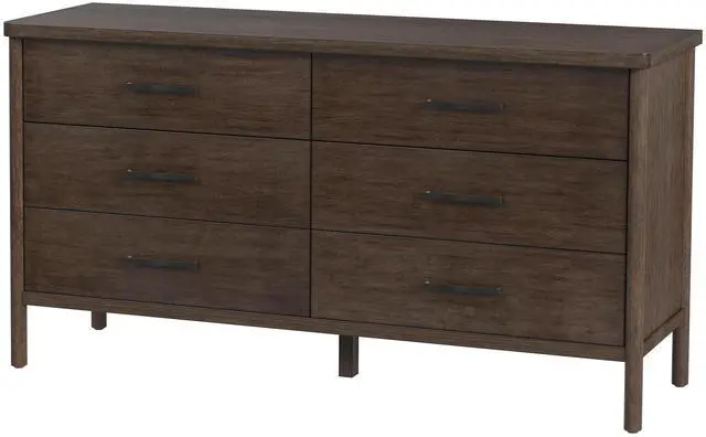 Main image of Lennon 6 Drawer Rounded Leg Dresser in Brown 5755474