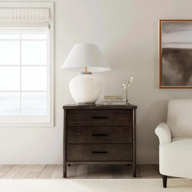 Alt view image 3 of 7 - Lennon 3 Drawer Rounded Leg Dresser in Brown 5754474