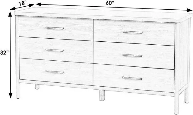 Alt view image 2 of 7 - Lennon 6 Drawer Rounded Leg Dresser in Brown 5755474