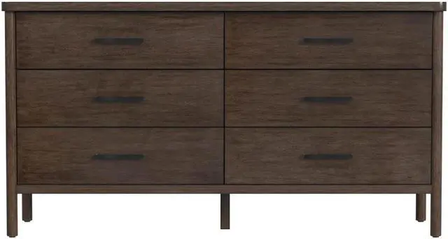 Alt view image 7 of 7 - Lennon 6 Drawer Rounded Leg Dresser in Brown 5755474