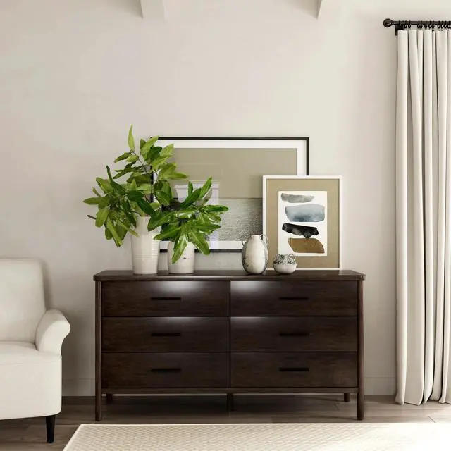 Alt view image 5 of 7 - Lennon 6 Drawer Rounded Leg Dresser in Brown 5755474