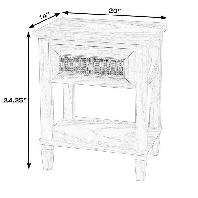Alt view image 2 of 7 - Flagstaff 1-Drawer Cane Nightstand in Natural 5758449