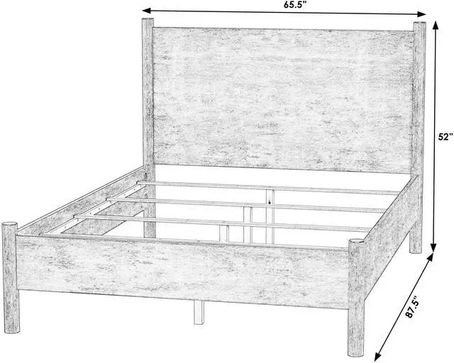Alt view image 6 of 7 - Lennon Rounded Leg Platform Queen Bed in Light Brown 5763473