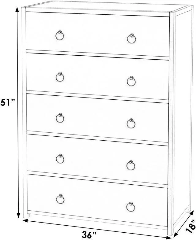 Alt view image 9 of 12 - Butler Specialty Company Lark 5 Drawer Dresser, White
