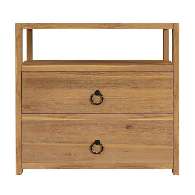 Alt view image 6 of 7 - Lark Natural 2 Drawer Wide Nightstand in Light Brown 5670312