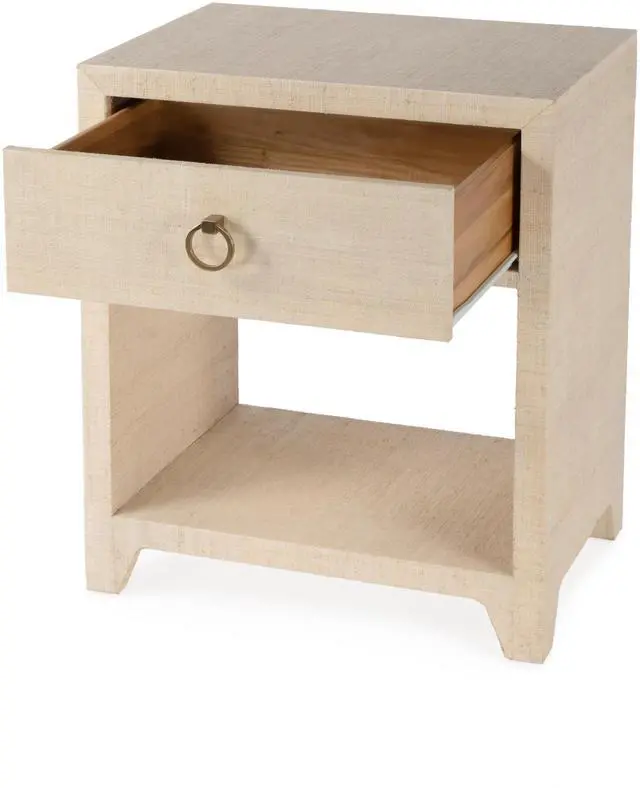 Alt view image 3 of 7 - Bar Harbor Raffia 1 Drawer Nightstand in Natural 5669362