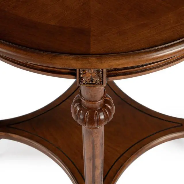 Alt view image 5 of 7 - Hellinger Round End Table in Medium Brown 6162101