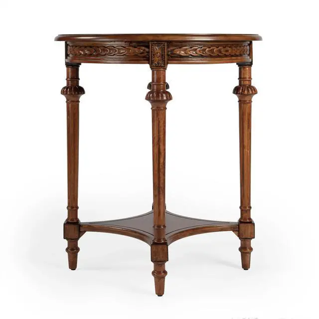 Alt view image 4 of 7 - Hellinger Round End Table in Medium Brown 6162101