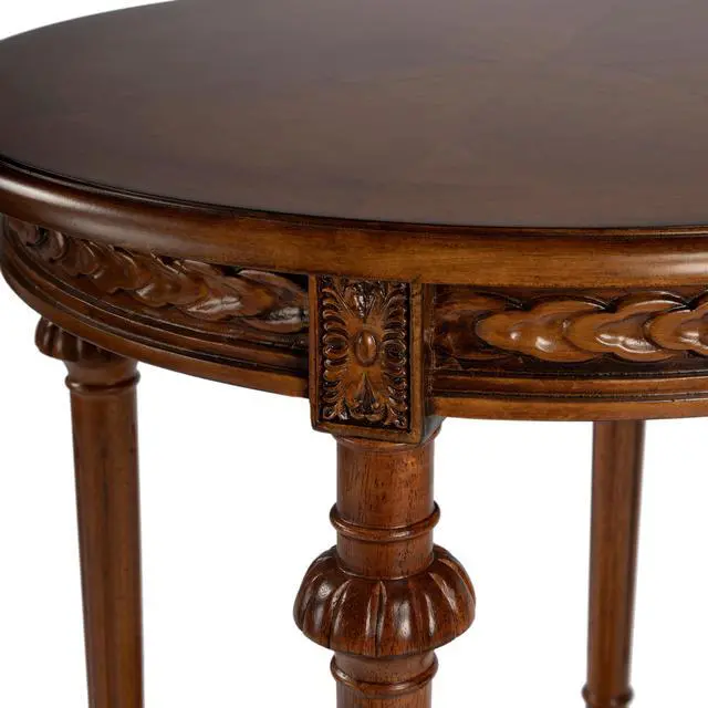 Alt view image 7 of 7 - Hellinger Round End Table in Medium Brown 6162101