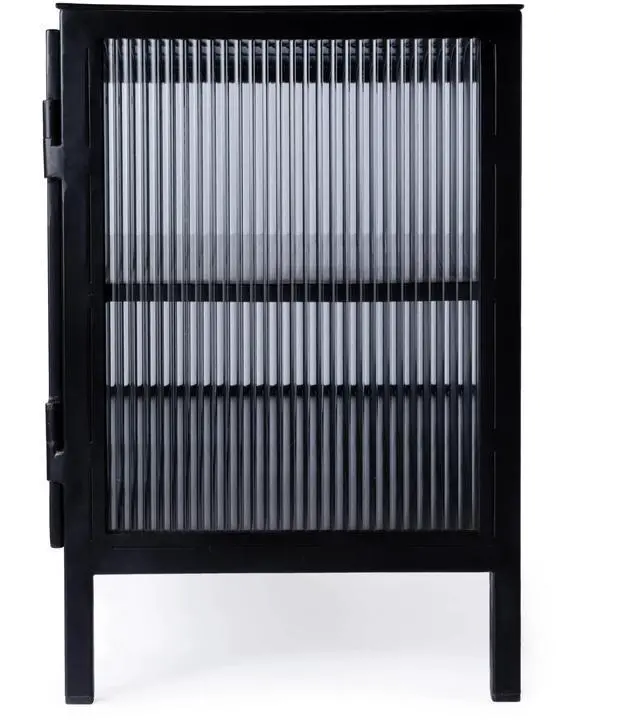 Main image of Hoxton Ribbed Glass 2- Door TV Stand in Black 5703025