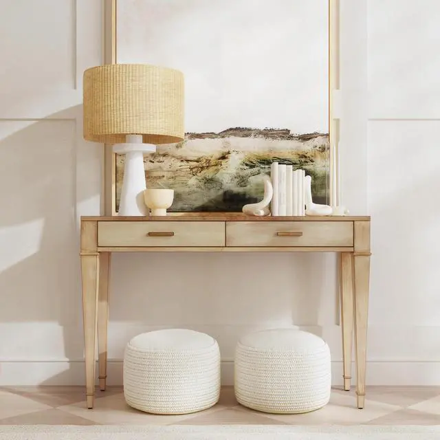 Alt view image 4 of 7 - Kai 2 Drawer 45" Wood Console Table in Beige 5714424