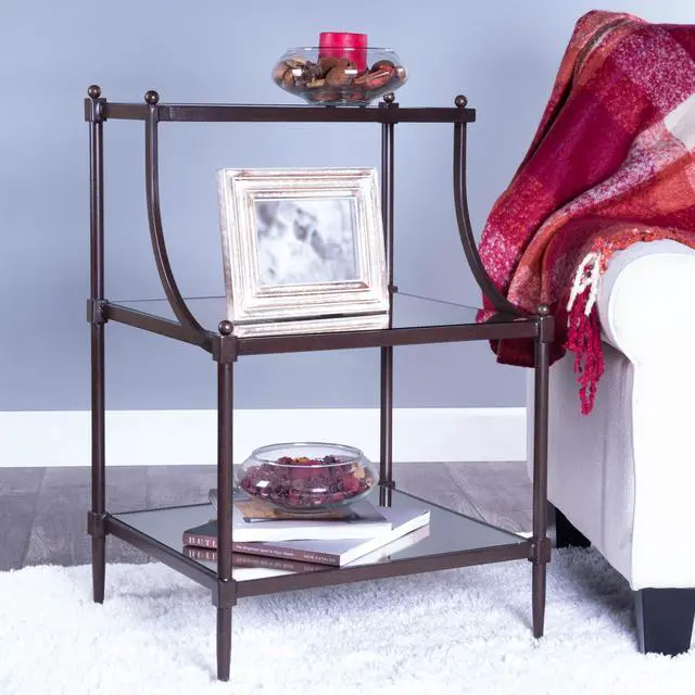 Alt view image 4 of 7 - Peninsula Mirrored & Side Table in Bronze 7015025