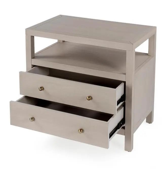 Alt view image 2 of 7 - Nora 2-Drawer Wide Nightstand in Taupe 5732450