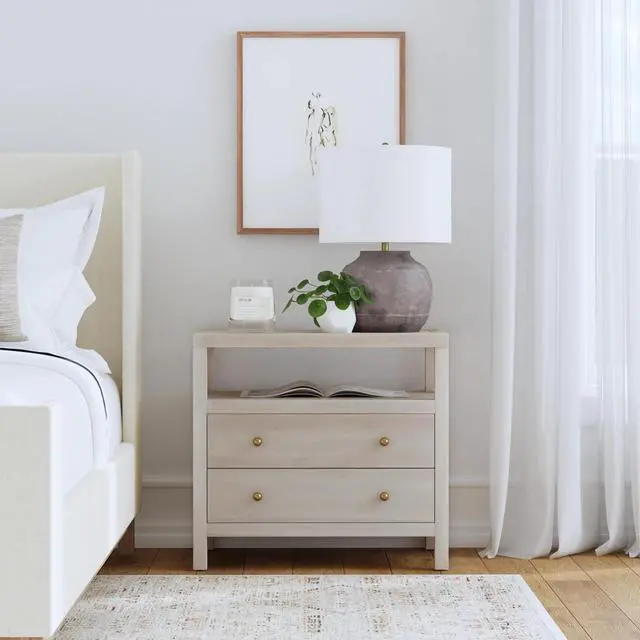 Alt view image 5 of 7 - Nora 2-Drawer Wide Nightstand in Taupe 5732450