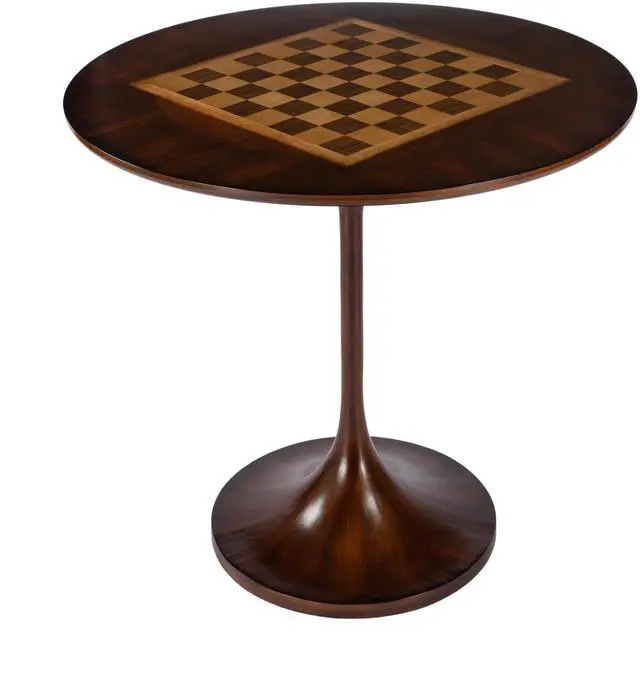 Alt view image 5 of 5 - Francis 30" Round Pedestal Game Table in Medium Brown 5717011