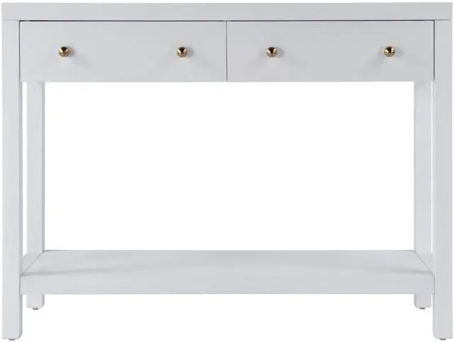 Alt view image 4 of 6 - Nora 2 Drawer Console Table in White 5739477