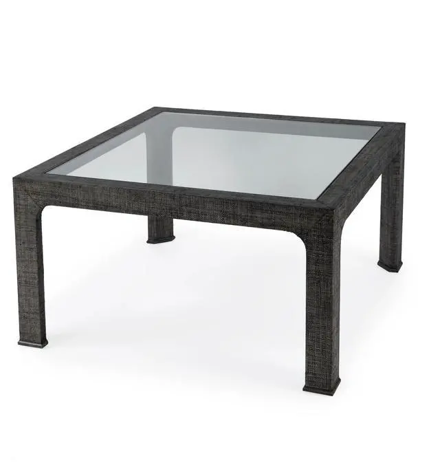 Main image of Chatham Glass and Raffia Square 36" Coffee Table in Charcoal 9153420