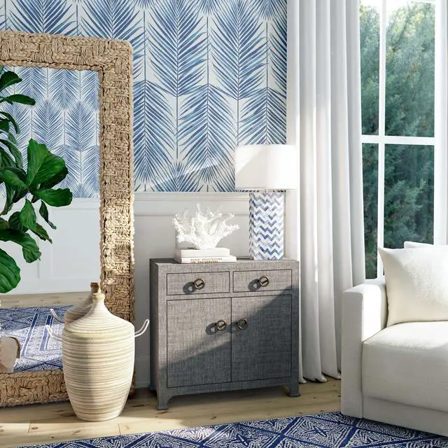 Alt view image 3 of 6 - Chatham 2-Drawer Raffia Cabinet in Charcoal 9151420