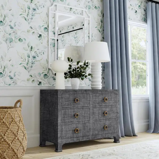 Alt view image 2 of 2 - Chatham Charcoal Raffia 6 Drawer Dresser in Charcoal 9149420