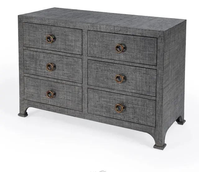 Main image of Chatham Charcoal Raffia 6 Drawer Dresser in Charcoal 9149420