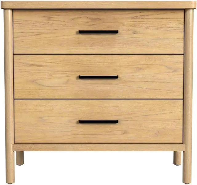 Alt view image 4 of 7 - Lennon 3 Drawer Rounded Leg Dresser in Light Brown 5754473