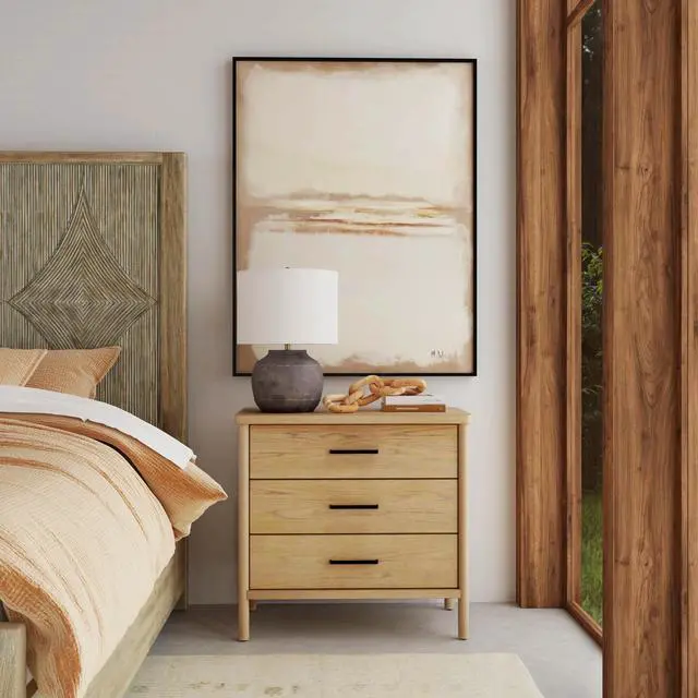 Alt view image 5 of 7 - Lennon 3 Drawer Rounded Leg Dresser in Light Brown 5754473