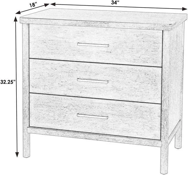 Alt view image 6 of 7 - Lennon 3 Drawer Rounded Leg Dresser in Light Brown 5754473