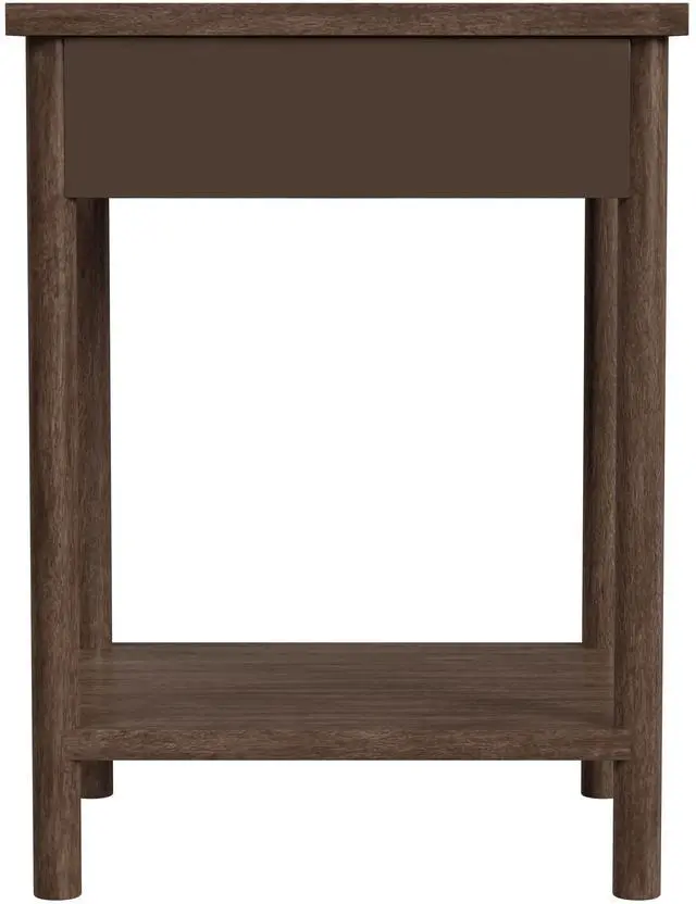 Alt view image 3 of 7 - Lennon 1 Drawer Rounded Leg Nightstand in Brown 5756474