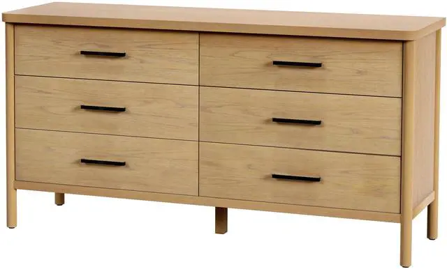 Main image of Lennon 6 Drawer Rounded Leg Dresser in Light Brown 5755473