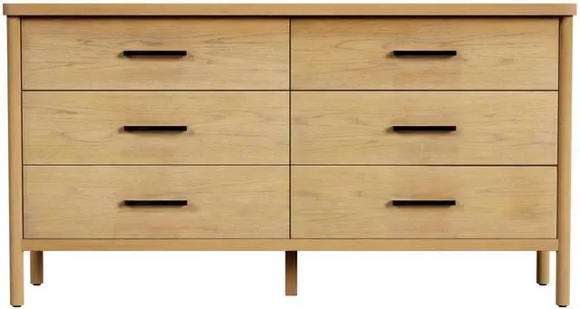 Alt view image 3 of 6 - Lennon 6 Drawer Rounded Leg Dresser in Light Brown 5755473