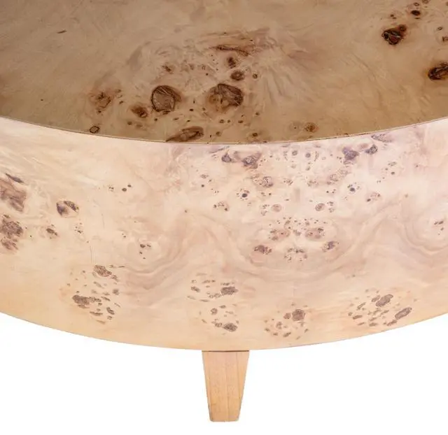 Alt view image 3 of 3 - Billie Round Burl Coffee Table in Brown 5790443