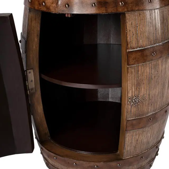 Alt view image 2 of 7 - Lovell Rustic Barrel Side Table in Medium Brown 6044245