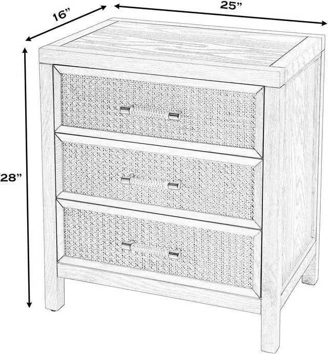 Alt view image 3 of 7 - Mesa Cane and Solid Wood 3 Drawer Chest in Natural 9750438