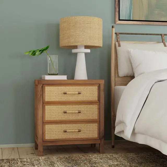 Alt view image 4 of 7 - Mesa Cane and Solid Wood 3 Drawer Chest in Natural 9750438