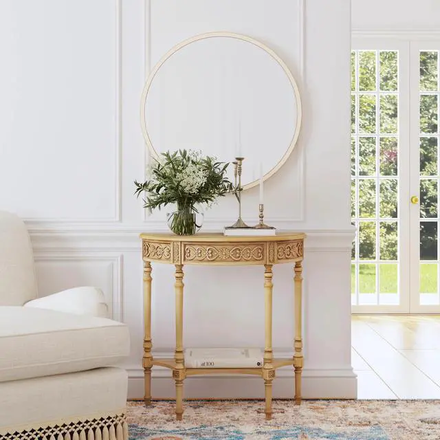 Alt view image 2 of 7 - Danielle 30" Demilune Console Table in Beige 7027424