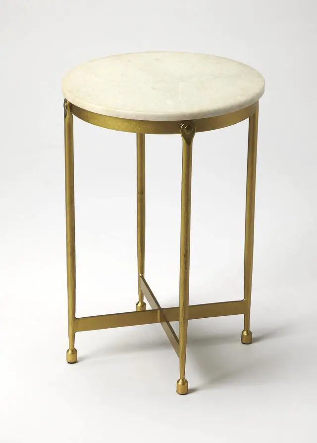 Main image of Claypool Marble Side Table in Gold,White 9351025