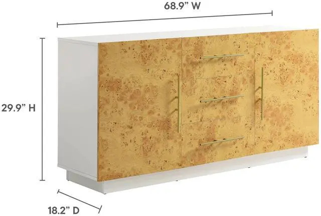 Alt view image 2 of 7 - Abel 59 Inch Burl Wood Sideboard Buffet TV Stand by Modway EEI-6848-WHI-BUR