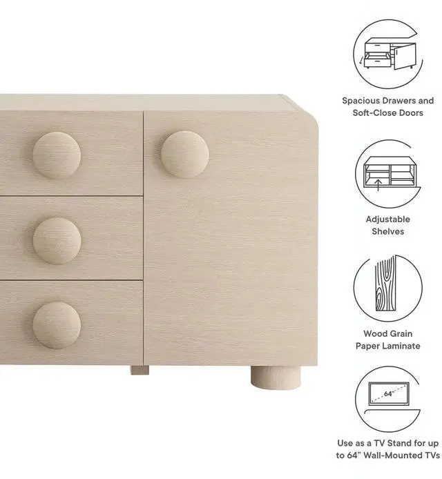 Alt view image 3 of 7 - Sonnet 57" Sideboard Storage Cabinet by Modway