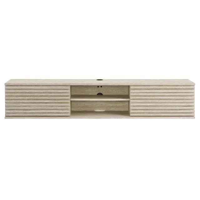 Alt view image 4 of 7 - Render 70" Faux Travertine Wall-Mount Media Console TV Stand by Modway EEI-6965-TRA