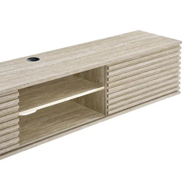 Alt view image 6 of 7 - Render 70" Faux Travertine Wall-Mount Media Console TV Stand by Modway EEI-6965-TRA