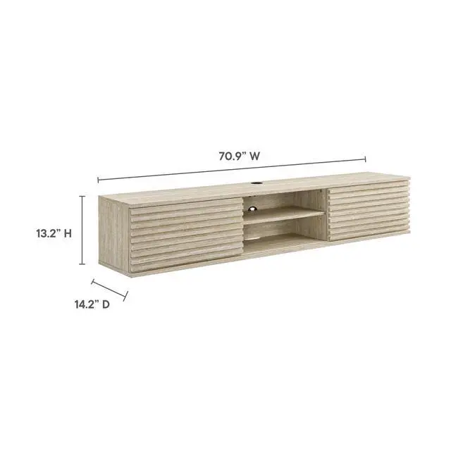 Alt view image 2 of 7 - Render 70" Faux Travertine Wall-Mount Media Console TV Stand by Modway EEI-6965-TRA