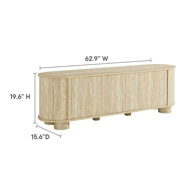 Alt view image 3 of 7 - Overture 63? Oval Faux Travertine TV Stand by Modway EEI-7016-TRA