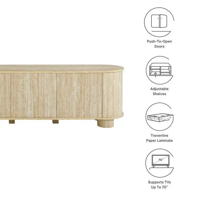 Alt view image 2 of 7 - Overture 63? Oval Faux Travertine TV Stand by Modway EEI-7016-TRA