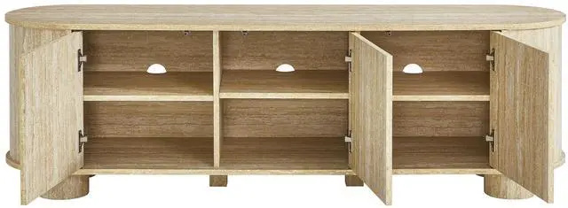 Alt view image 6 of 7 - Overture 63? Oval Faux Travertine TV Stand by Modway EEI-7016-TRA