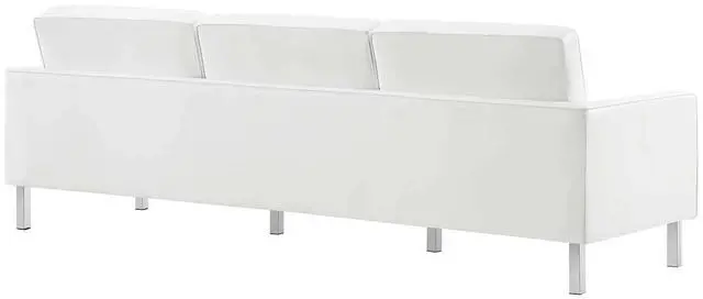 Alt view image 3 of 7 - Loft Tufted Vegan Leather Sofa and Ottoman Set Silver