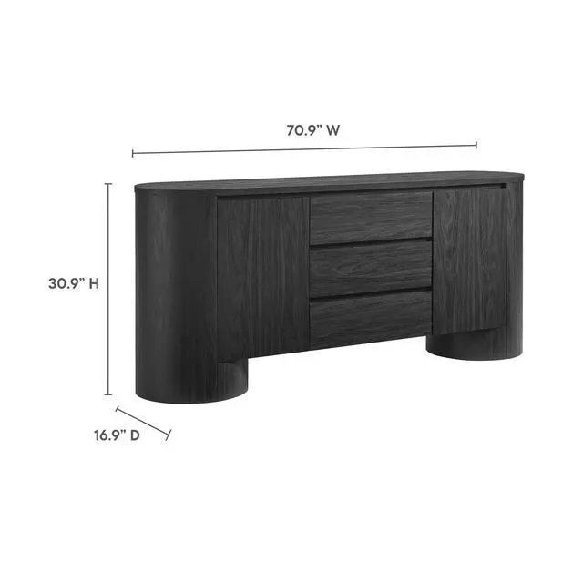 Alt view image 3 of 7 - Duval 71" Rounded Sideboard Storage Cabinet by Modway