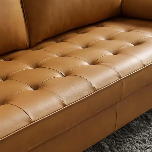 Alt view image 7 of 7 - Valour Leather Sofa - Upholstered Faux Leather Sofa - 81" Sofa