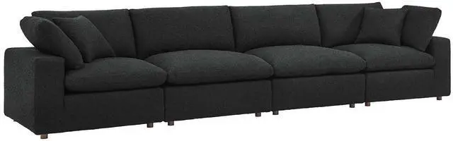 Alt view image 2 of 7 - Commix Down Filled Overstuffed Boucle Fabric 4-Seater Sofa