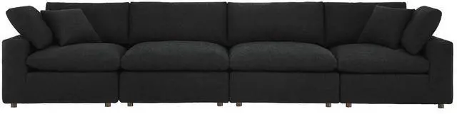 Alt view image 3 of 7 - Commix Down Filled Overstuffed Boucle Fabric 4-Seater Sofa